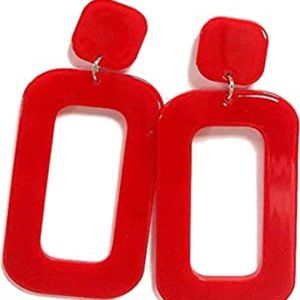Red Retro Acrylic Earrings